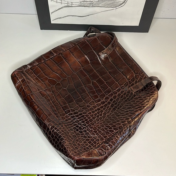 Furla Italian Leather Embossed Crocodile Large Tote Bag - Picture 2 of 16